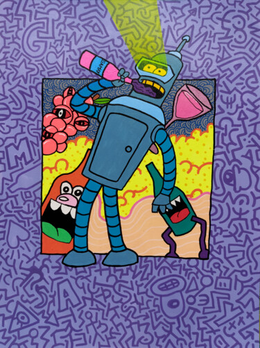 Pintura titulada "Bender loves Gamay" por Fat Nanard, Obra de arte original, Acrílico