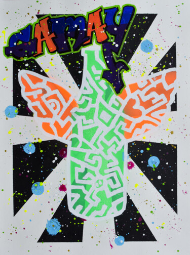 Картина под названием "Flying Bottle <3 Ga…" - Fat Nanard, Подлинное произведение искусства, Акрил