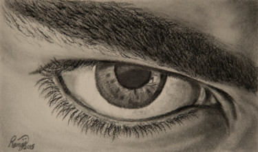 Dessin intitulée "PENETRATING EYE" par Fatemeh Ramaji, Œuvre d'art originale, Conté