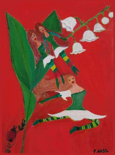 Peinture intitulée "fairies-of-lily-of-…" par Fathia Nasr, Œuvre d'art originale