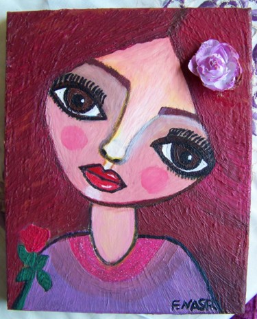 Mixed Media Painting Face Girl Peinture intitulée "Mixed Media Paintin…" par Fathia Nasr, Œuvre d'art originale, Acrylique