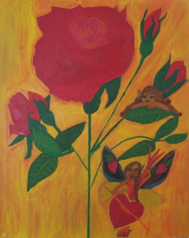 Peinture intitulée "le-chant-de-la-rose…" par Fathia Nasr, Œuvre d'art originale