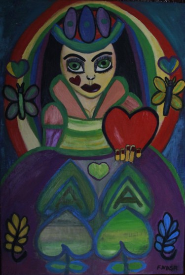 Peinture intitulée "Un cœur pour l'huma…" par Fathia Nasr, Œuvre d'art originale