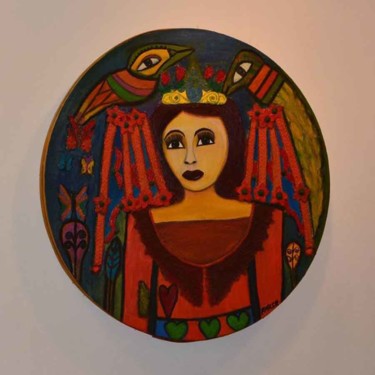 Peinture intitulée "Ma mère, la reine d…" par Fathia Nasr, Œuvre d'art originale, Huile