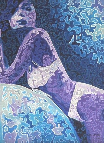 Картина под названием "Sensualité" - Fatiha Bougaci, Подлинное произведение искусства, Масло