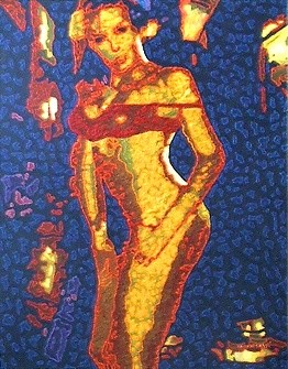 Painting titled "extravagante" by Fatiha Bougaci, Original Artwork, Oil