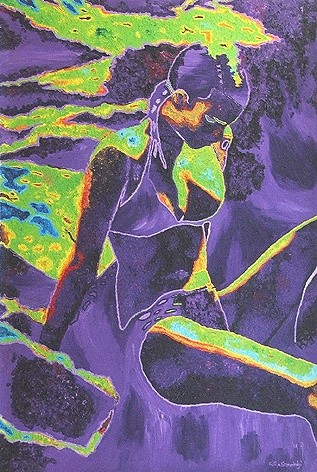 Painting titled "La solitaire" by Fatiha Bougaci, Original Artwork