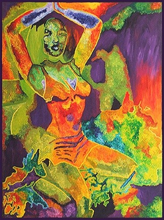 Painting titled "La danseuse africai…" by Fatiha Bougaci, Original Artwork, Oil