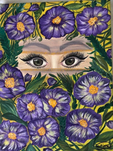 Painting titled "Your eyes" by Fátima Elbatran, Original Artwork, Oil