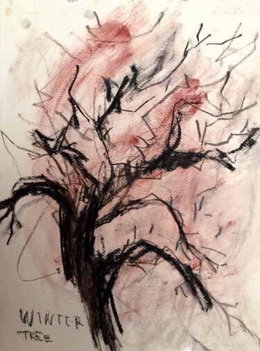 Drawing titled "Winter tree v" by Fatima Fernandes, Original Artwork, Charcoal
