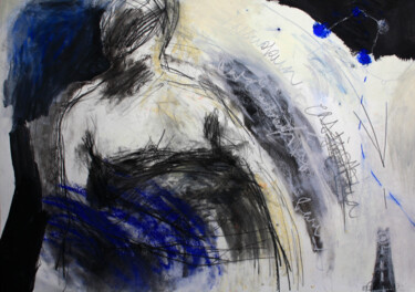 Dibujo titulada "Blue Moon Pregnant" por Fatima Fernandes, Obra de arte original, Carbón