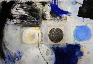 Dessin intitulée "Blue Moon Pregnant…" par Fatima Fernandes, Œuvre d'art originale, Fusain