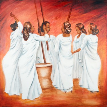 Pintura intitulada "danse de pilons" por Fatima Gillet, Obras de arte originais, Acrílico