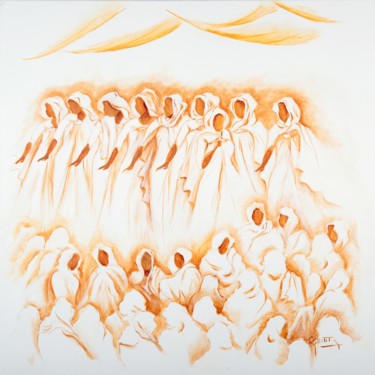 Peinture intitulée "choeur de femmes 1" par Fatima Gillet, Œuvre d'art originale, Acrylique