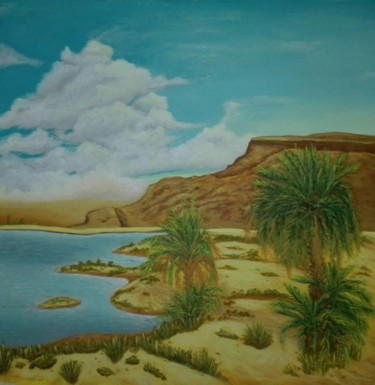 Painting titled "paysage désert" by Fatima Zahra, Original Artwork, Acrylic