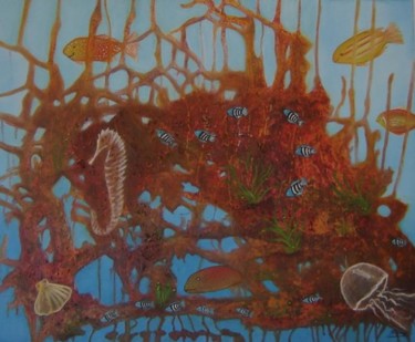 Pintura intitulada "Fundo do Mar" por Maria De Fátima Gomes, Obras de arte originais