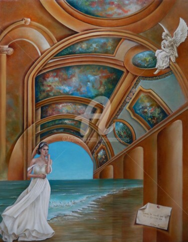 Painting titled "Divino Ser" by Fatima Marques, Original Artwork, Oil