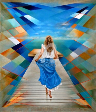Painting titled "Perspectivas possív…" by Fatima Marques, Original Artwork, Oil