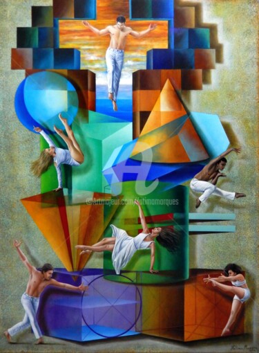 Pittura intitolato "Equilibristas" da Fatima Marques, Opera d'arte originale, Olio