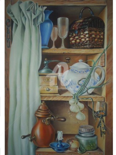Painting titled "Cotidiano" by Fatima Marques, Original Artwork, Oil