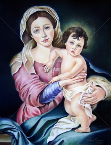Pintura intitulada "Ave Maria" por Fatima Marques, Obras de arte originais, Óleo