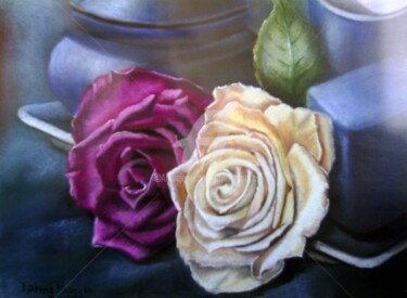Pintura intitulada "As rosas não falam.…" por Fatima Marques, Obras de arte originais, Óleo