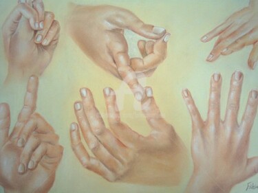 Pintura intitulada "Estudo de mãos 1" por Fatima Marques, Obras de arte originais, Óleo