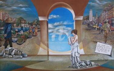 Картина под названием "Fetiche" - Fatima Marques, Подлинное произведение искусства, Масло