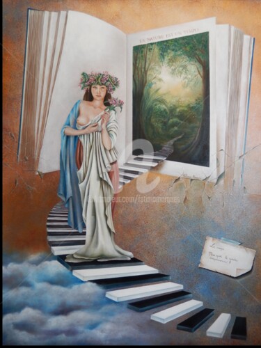 Painting titled "Celtic woman" by Fatima Marques, Original Artwork, Oil