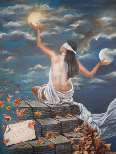 Painting titled "Noites com sol" by Fatima Marques, Original Artwork, Oil