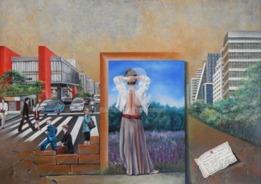 Pintura titulada "Rêves urbains" por Fatima Marques, Obra de arte original, Oleo