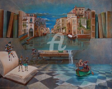 Pintura titulada "Venise dans les rêv…" por Fatima Marques, Obra de arte original, Oleo