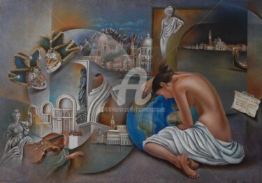 Schilderij getiteld "Venise poêtique" door Fatima Marques, Origineel Kunstwerk, Olie