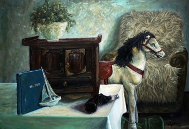 Painting titled "Still life with toy…" by Fatmir Brezanin, Original Artwork, Oil