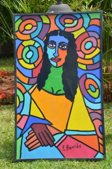 Schilderij getiteld "Monalisa" door F.Benrida, Origineel Kunstwerk, Acryl