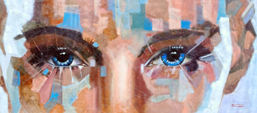 Картина под названием "occhi 1" - Fausto Dipinti, Подлинное произведение искусства, Масло Установлен на Деревянная рама для…