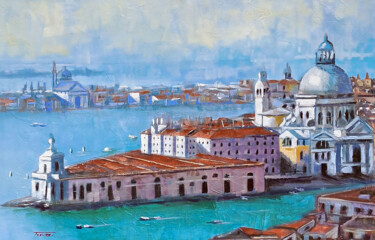 Painting titled "Venezia punta della…" by Fausto Dipinti, Original Artwork, Oil Mounted on Wood Stretcher frame