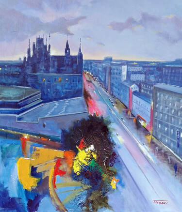 Картина под названием "Londra" - Fausto Dipinti, Подлинное произведение искусства, Масло Установлен на Деревянная рама для н…