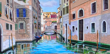 Pittura intitolato "Rio veneziano" da Fausto Dipinti, Opera d'arte originale, Olio Montato su Telaio per barella in legno