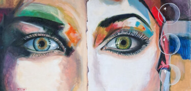 Pittura intitolato "occhi specchio dell…" da Fausto Dipinti, Opera d'arte originale, Olio Montato su Telaio per barella in l…