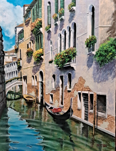 Картина под названием "venezia" - Fausto Dipinti, Подлинное произведение искусства, Масло