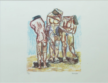 Incisioni, stampe intitolato "Senza titolo" da Fausto Pirandello, Opera d'arte originale, Litografia