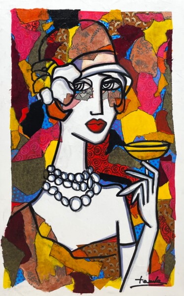 Painting titled "Charme" by Fauve, Original Artwork, Acrylic Mounted on Wood Stretcher frame