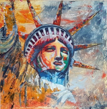 Painting titled "Liberté" by Faver, Original Artwork, Acrylic Mounted on Wood Stretcher frame
