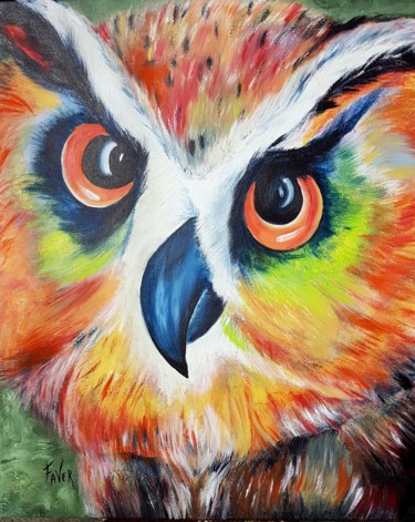 Painting titled "Bubo-Bubo" by Faver, Original Artwork, Acrylic