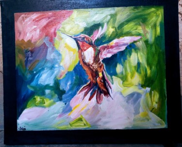 Painting titled "Freedom bird" by Faycal Er-Ryhani, Original Artwork, Acrylic