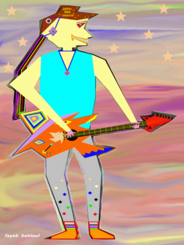 Digital Arts titled "guitar man 01" by Eagles100, Original Artwork, 2D Digital Work