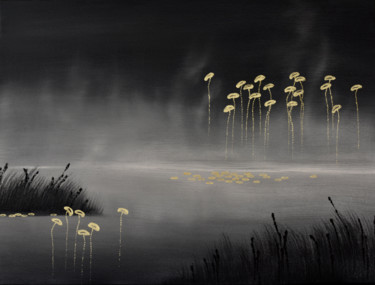 Картина под названием "Lilies in Gold (ser…" - Faye Zxz, Подлинное произведение искусства, Масло