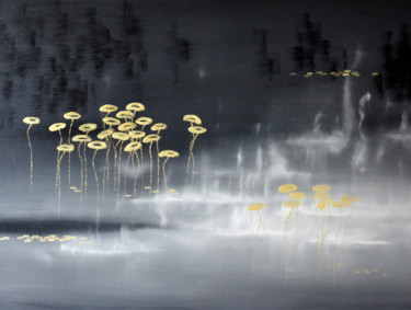 Картина под названием "Lilies in Gold (ser…" - Faye Zxz, Подлинное произведение искусства, Масло