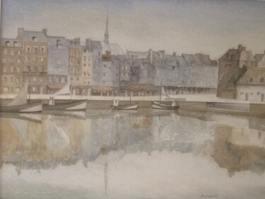Painting titled "Honfleur, le Vieux…" by Fayssal Beyrouti, Original Artwork, Watercolor